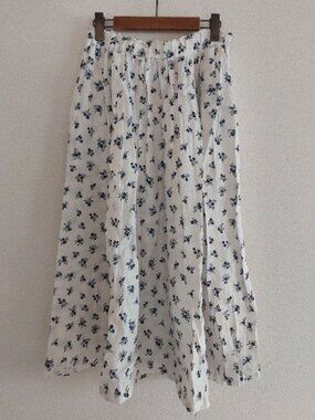 Joure Leaf Print Linen Flare Skirt